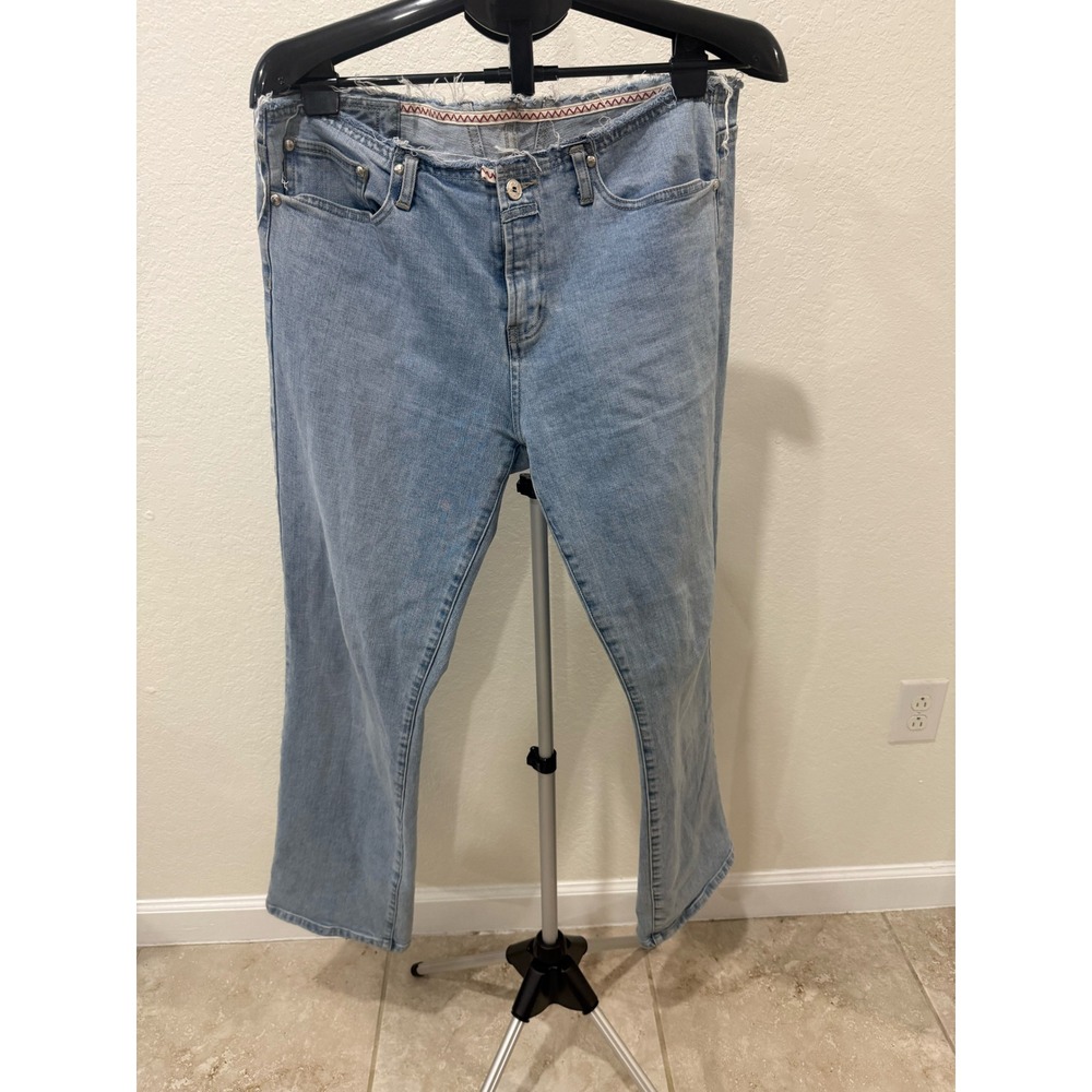 Marithe Francois Girbaud Light Wash Raw Waistband Straight Leg Jeans Size 32